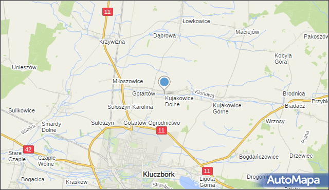 mapa Kujakowice Dolne, Kujakowice Dolne na mapie Targeo